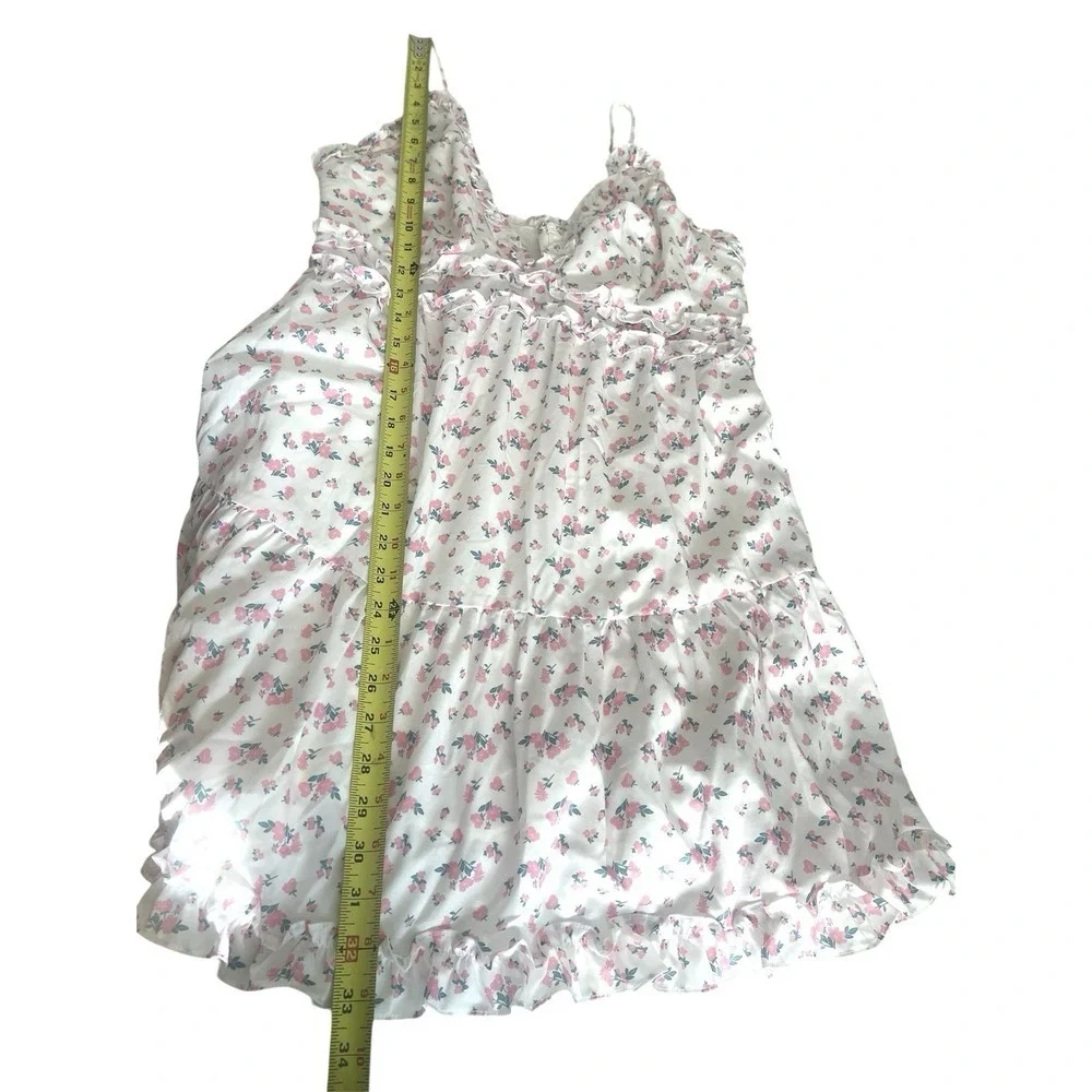 NWT Tiger Mist Claudette Pink Floral Ruffle Mini Dress Sz L Coquette Soft Girl - Picture 12 of 16